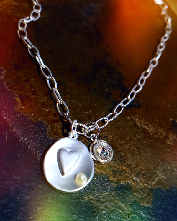 Silver Matte Heart Necklace