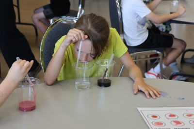 Student doing experiment during summer camp